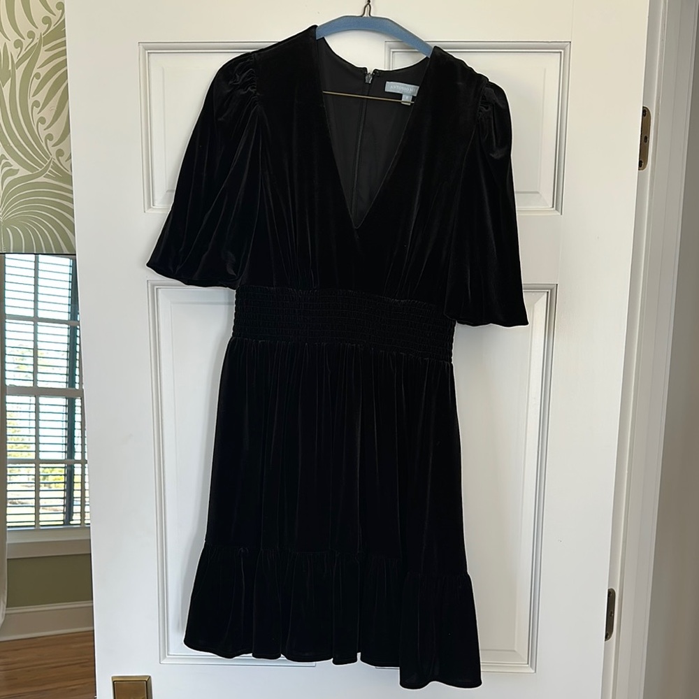 SOLD. Antonio Melani Elegant Black Velvet Dress